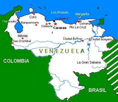 Mapa de Vzla. - Enlace a Mapa detallado de Venezuela.